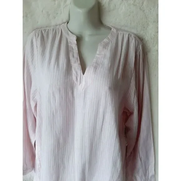 Old Navy NWT linen blend pink striped XS prasant blouse - Picture 2 of 6